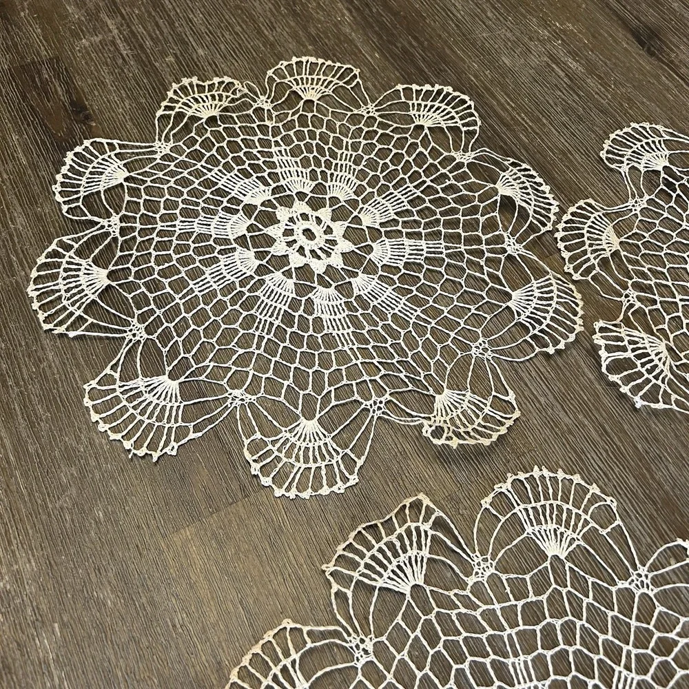 Vintage Hand Crocheted Lace Doilies Set 13